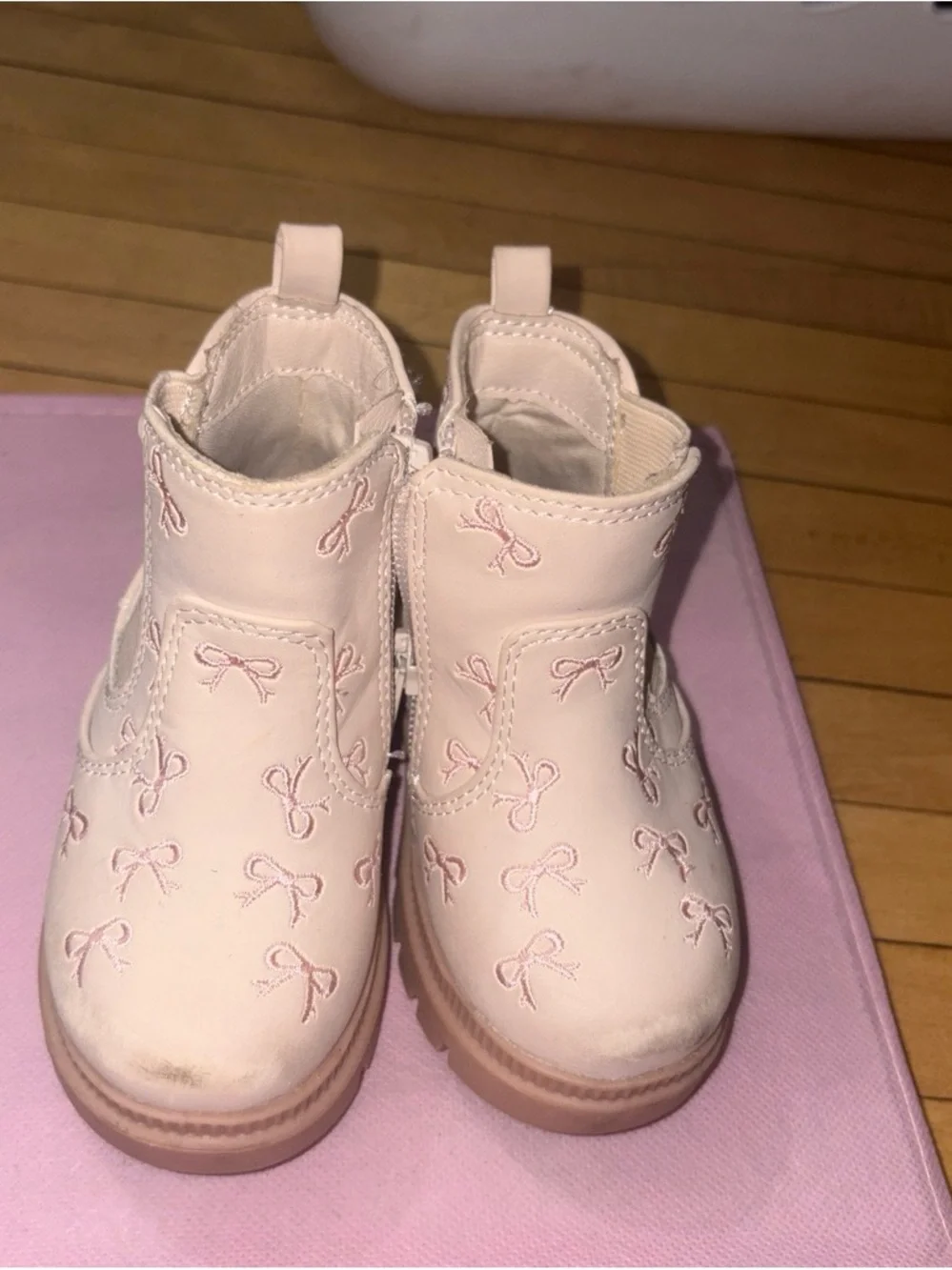 wonder nation Light Pink Toddler Ankle Boots with Star Stitching